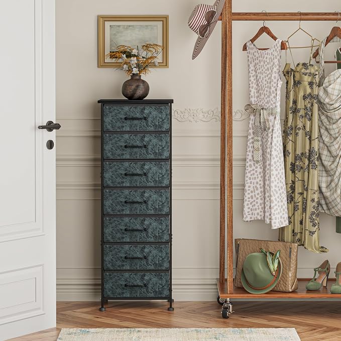 Fixwal Tall Dresser for Bedroom, Storage Dresser Organizer with 7 Fabric Drawers, Nightstand Furniture in Closet, Entryway, Hallway, Vintage Green - Image 7