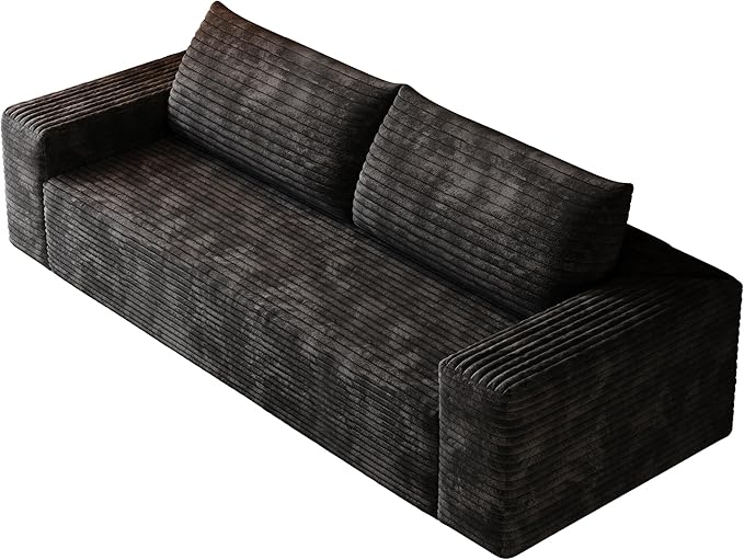 3 Seater Couch for Living Room, 71.3 INCH Fluffy Corduroy Boneless Couch Cloud Loveseat with Wide Armrest, Upholstered Floor Sofa in A Box, No Assembly Required