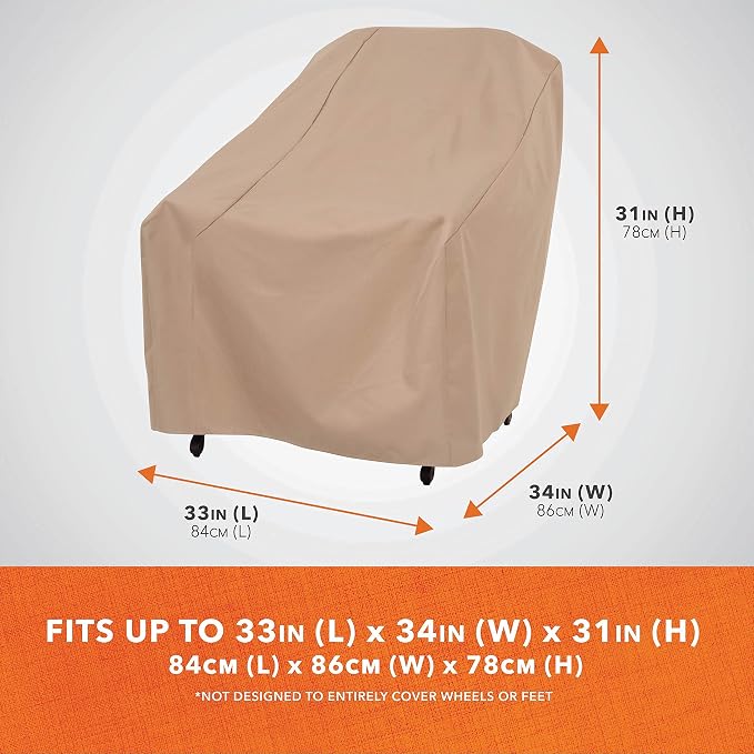 Modern Leisure Basics Patio Chair Cover - Weather-Resistant Fabric - Furniture Protection Perfect for Patio, Deck, and Porch - 33" L x 34" W x 31" H - Khaki, 2023 - Image 2