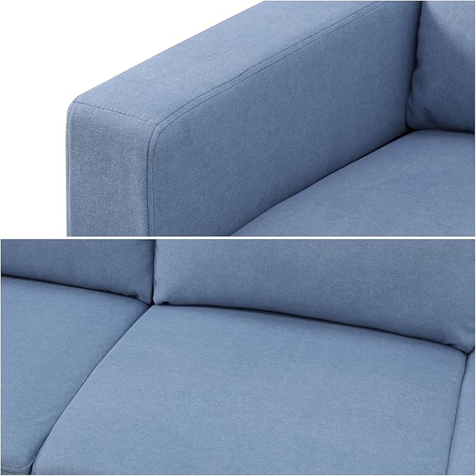 Sectional Sofas for Living Room Furniture Sets, 4-Seat Modular Sectional Sofa with Armrests, High Elastic Sponge Filled L Shaped Couch for Apartment, Blue