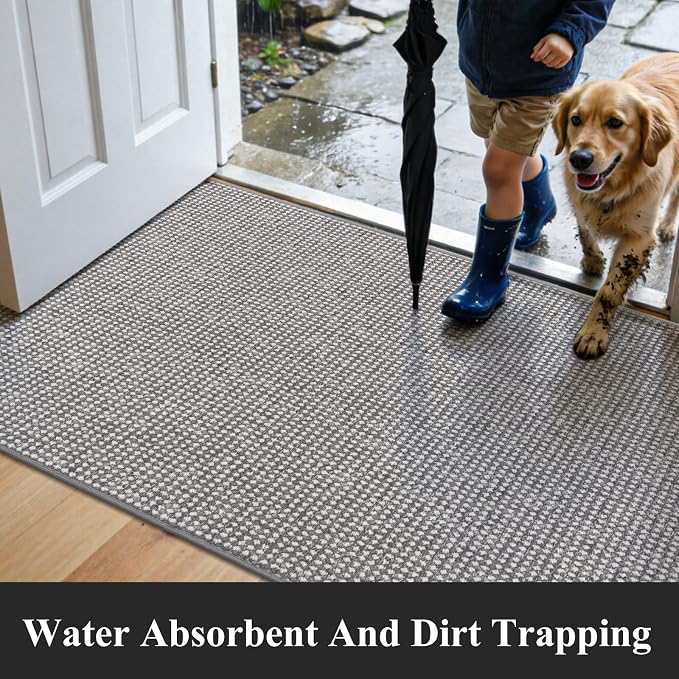HEBE Indoor Door Mat 32"x48", Non Slip Front Door Mat Indoor Entrance, Low-Profile Entryway Mats Welcome Doormat, Washable Dirt Trapper Mat Floor Carpet for Kitchen Entry Mat - Image 6
