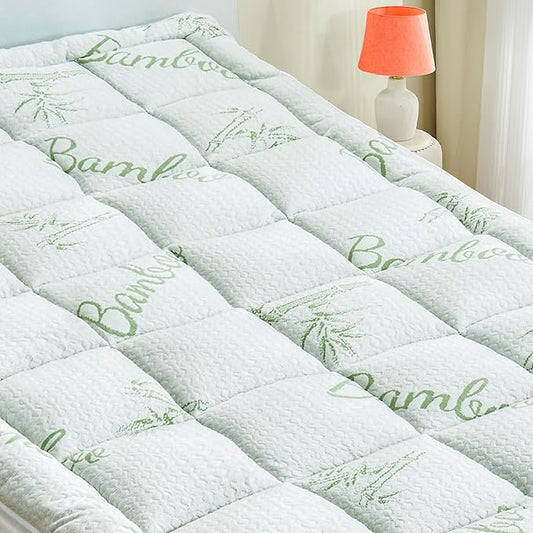 California King Mattress Pad Cover, Viscose Made from Bamboo Pillow Top Cooling Mattress Topper for Cal King Size Bed, 6-21 inches Deep Pocket, 72x84 inches