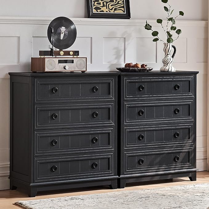 Joaxswe Farmhouse 4 Drawer Dresser for Bedroom, 35" Tall Small Dressers & Chest of Drawers, Rustic Wood Dresser with Metal Handle, Storage Organizer Closet for Living Room, Hallway, Entryway - Image 3