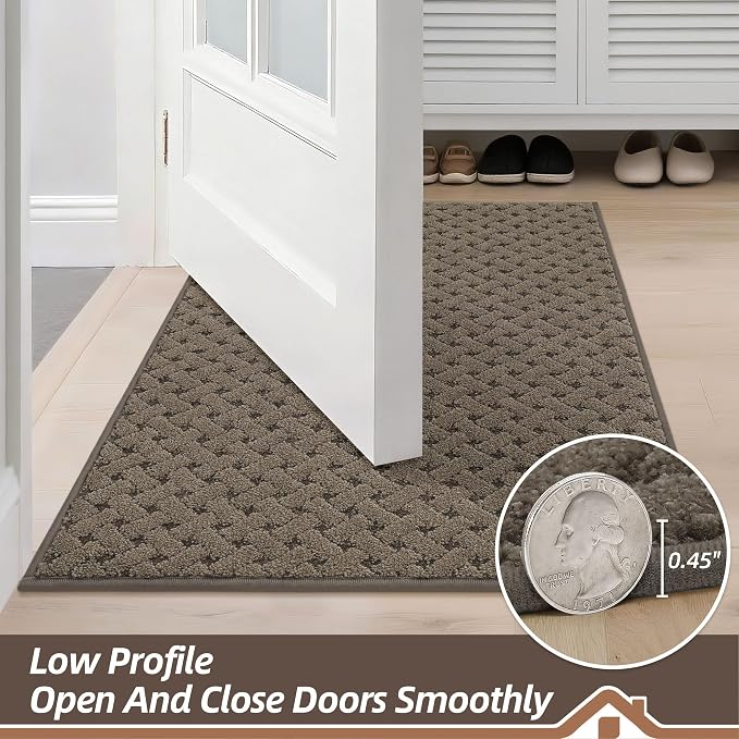 BEQHAUSE Dirt Trapper Door Mat Non-Slip Entryway Rugs Stain Resistant Absorbent Dog Doormats Woven-Look Washable Welcome Floor Doormat for Front Back Door, Dirty Wet Shoes & Paws, 36" x 60", Brown - Image 7