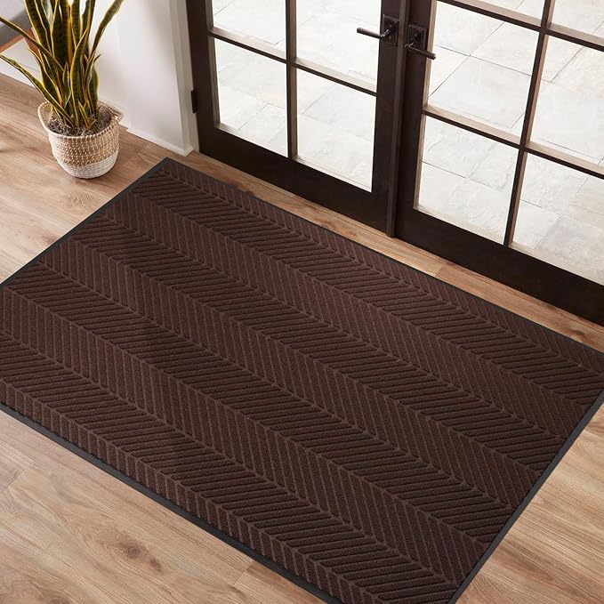Front Door Mat Indoor Outdoor Entrance, 3' x 5' Heavy Duty Doormat for Entryway, Absorbent Low Profile Welcome Mats Non-Slip, Trap Dirt Durable Mats for Home, Patio, Garage by MYMEELY