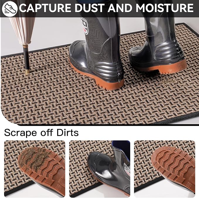 Indoor Door Mat Dirt 36x60 Resistant and Absorbent, Non-Slip Rubber Backing Floor Mats, Easy Clean Low-Profile Doormat for Entryway, Front Door, Inside Entrance Black - Image 3