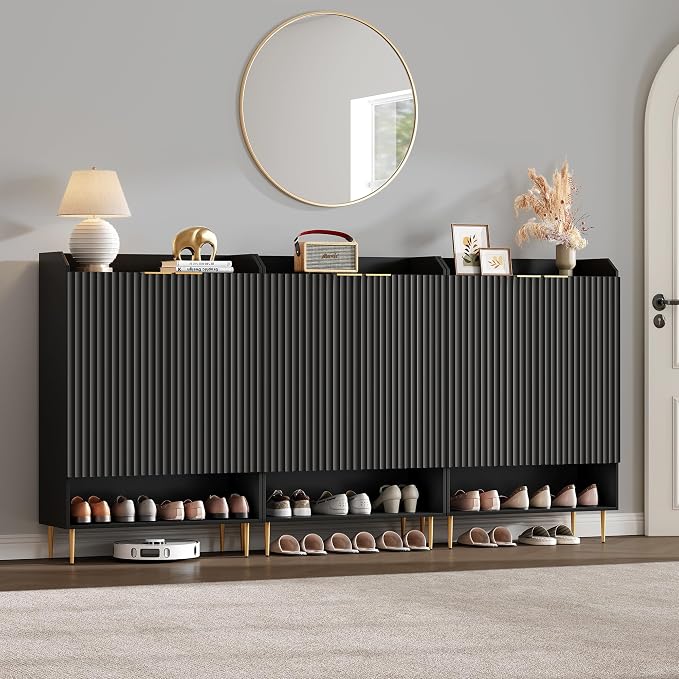SICOTAS Shoe Cabinet Set of 3-7-Tier Large Shoe Storage Cabinet, 50.7" Tall Entryway Shoe Cabinet Storage with Adjustable Shelves for Entryway Hallway Living Room Front Door, Black - Image 6