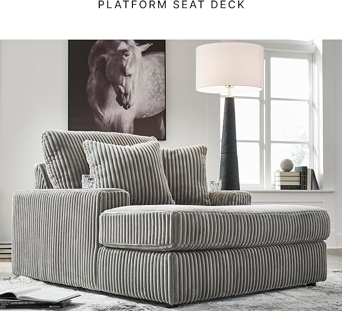Signature Design by Ashley Lindyn Contemporary Chaise with USB Charging Ports, 2 Cup Holders and Throw Pillows, Gray