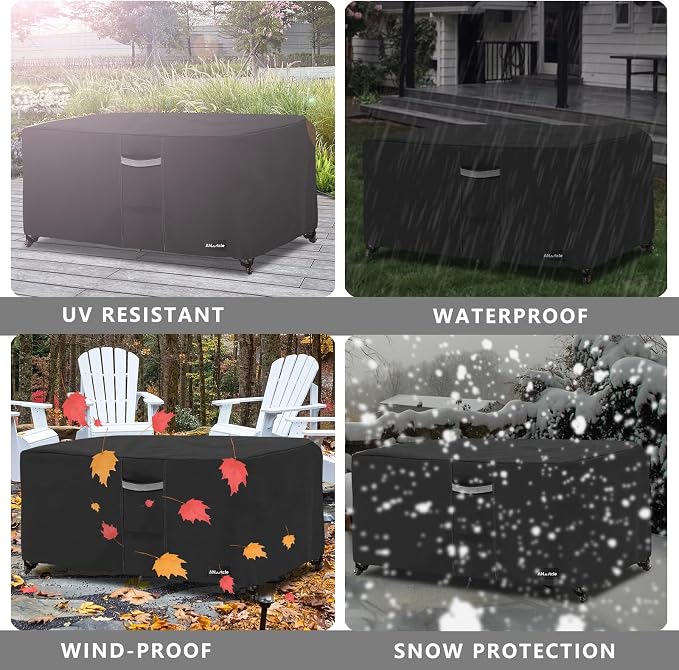 ANartcle Patio Coffee Table Cover, 600D Waterproof Heavy Duty Rectangular Outdoor Table Cover,Patio Furniture Covers,48 x 28 x 16 inch,Black - Image 7