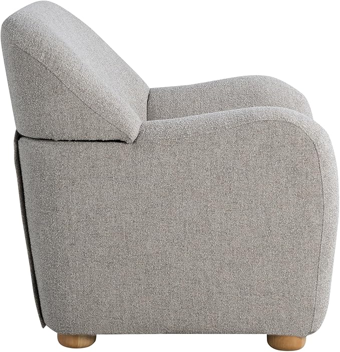 Studio Living® Jennifer 36.6" Arm Chair, Modern Style, Pocket Coil Comfort, Natural Wood Legs, Boucle Fabric, Pebble