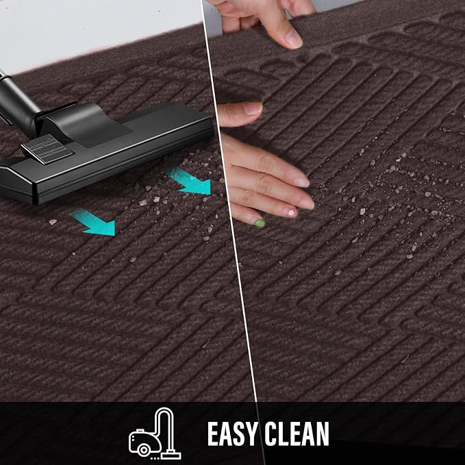 HIYARD Sturdy Front Door Mat, Absorbent Muddy Dirt Resist Welcome Door Mats Outdoor Indoor, Stain and Fade Resistant, Non-Slip Rubber Backing Low Profile Doormat for Entryway, 72×24, Coffee - Image 7