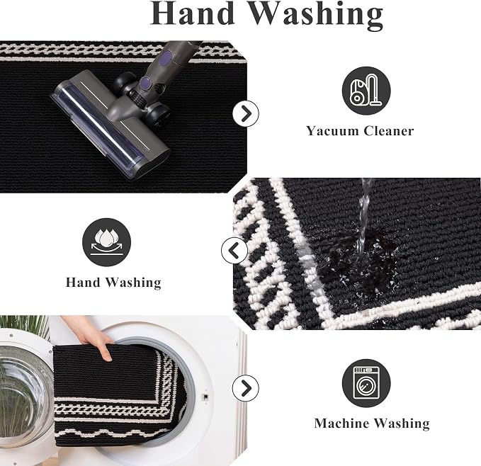 Ileading Indoor Door Mat 3x5ft Absorbent Dog Mats for Muddy Paws,Machine Washable Small Living Room Area Rug with Non-Slip Rubber Backing Low-Profile Inside Carpet for Hallway,Entryway,Kitchen(Black) - Image 5