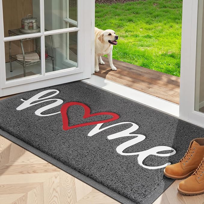 StepLively Door Mat Home Welcome Mats Outdoor and Indoor, Heavy-Duty Low-Profile Non-Slip Durable Front Welcome Mat Doormat for Home Entrance, Outside Entry, Yard, Floor, Patio (32''x20'', Grey) by StepLively