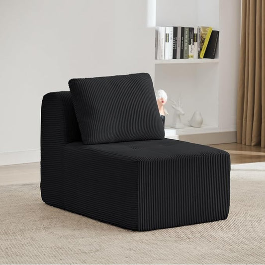 KIGOTY Modular Sectional Sofa, Comfy Cloud Sectional Couch, Armless Boneless Couch for Living Room, No Assembly Required,Black