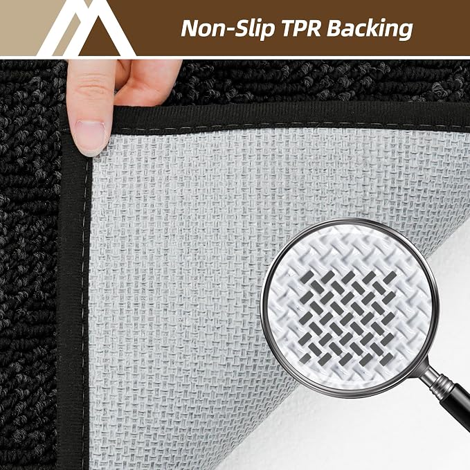 COSY HOMEER Non-Slip Door Mat 36"x60", Entryway Rugs Low Profile Absorbent Dirt Trapper Doormat for Front Entrance, Washable Polypropylene Entry Mat (Black) - Image 4