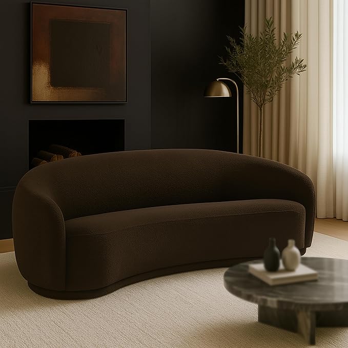 Meridian Furniture 693Brown-S Hyde Collection Modern | Contemporary Boucle Fabric Upholstered Sofa, Brown, 89.5" W x 38" D x 28" H