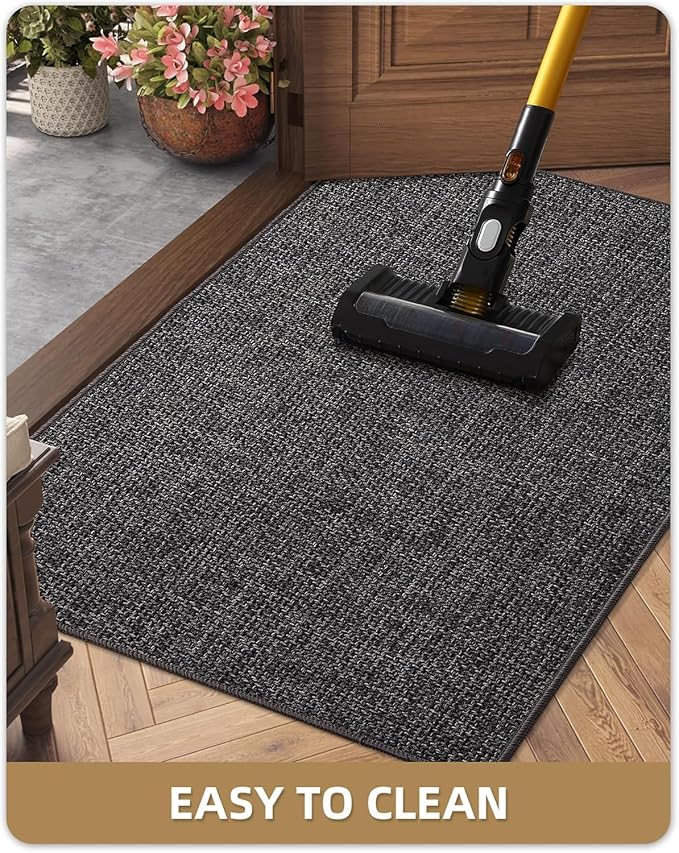 Color&Geometry Large Thin Front Door Mat Indoor Entrance Non Slip Rubber Backed, 48"x72" Indoor Door Mats for Entryway, Dirt Trapper Double Doormat, Washable Front Door Rugs, Charcoal Grey - Image 7