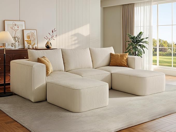 YITAHOME 107" Modular Sectional Sofa, L-Shape Boneless Couch 3 Seat with 2 Ottoman, Sectional Couches for Living Room