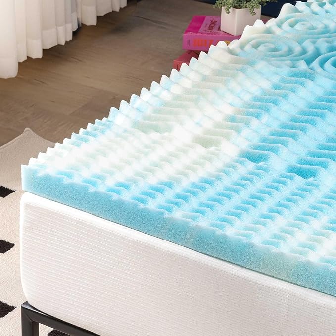 Best Price Mattress 2 Inch 5-Zone Swirl Gel Aerobreeze Foam Mattress Topper, CertiPUR-US Certified, Dorm Essentials, Twin