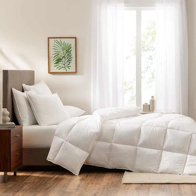 Serta Down Illusion Lightweight Hypoallergenic Down Alternative Comforter with Corner Loops, King/Cal King, White