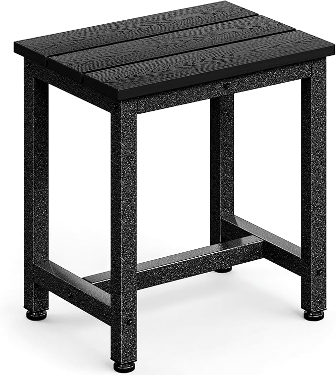 ODK Outdoor Side Table, Adirondack Patio End Table with Weather-Resistant, Waterproof Top for Hot Tub, Garden, Balcony, Poolside, Durable & Easy-to-Clean, Black by ODK