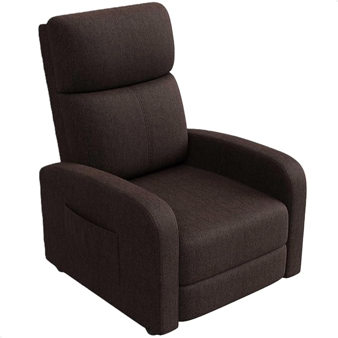 Garvee Recliner Chair for Adults, PU Leather Lazy Recliner Ergonomic Adjustable Single Sofa Enhanced with Side Pocket, Tall Back, Wide Arms & Padded Seat, Home Theater Seating for Living Room