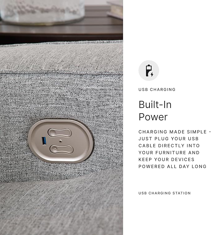 Signature Design by Ashley Biscoe Power Reclining Sofa, Easy View Headrest & Zero-Gravity Recline, Next-Gen Nuvella Polyester, Extended Ottoman, 88" Living Room Seating