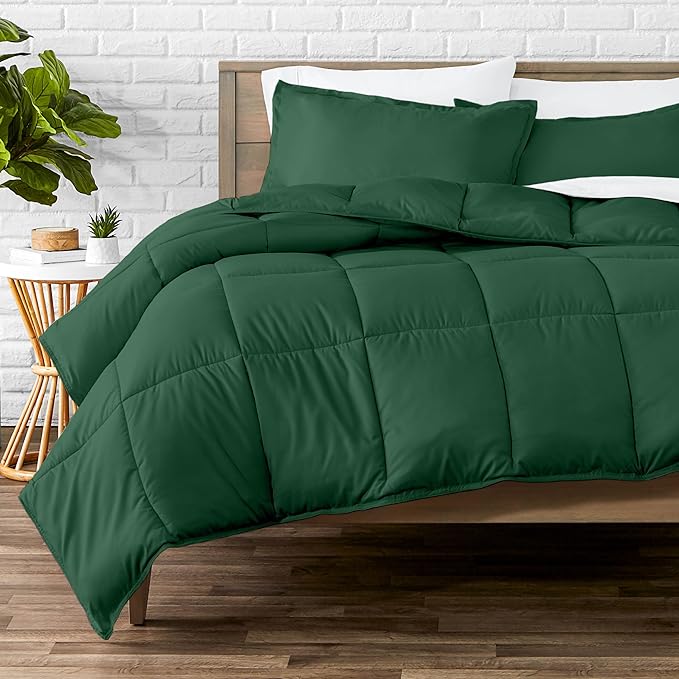 Bare Home Comforter Set - California King Size - Ultra-Soft - Goose Down Alternative - Premium 1800 Series - All Season Warmth (California King, Forest Green)