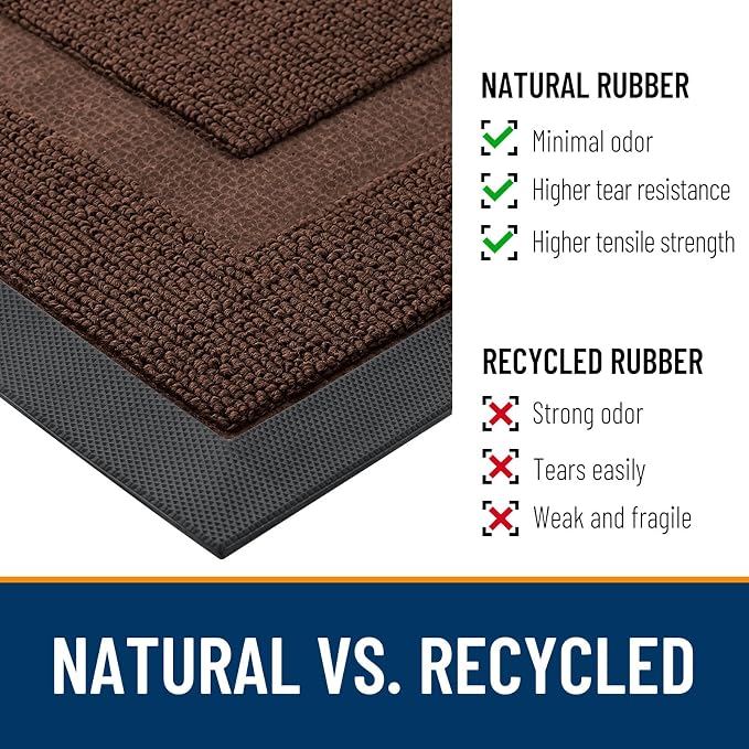 OLANLY Front Door Mat Indoor Outdoor Entrance, Waterproof All-Season, All-Weather Doormat, Sturdy Natural Rubber, Low Profile, Easy Clean Patio Porch Entryway Mat, 59x23, Chocolate Brown - Image 4