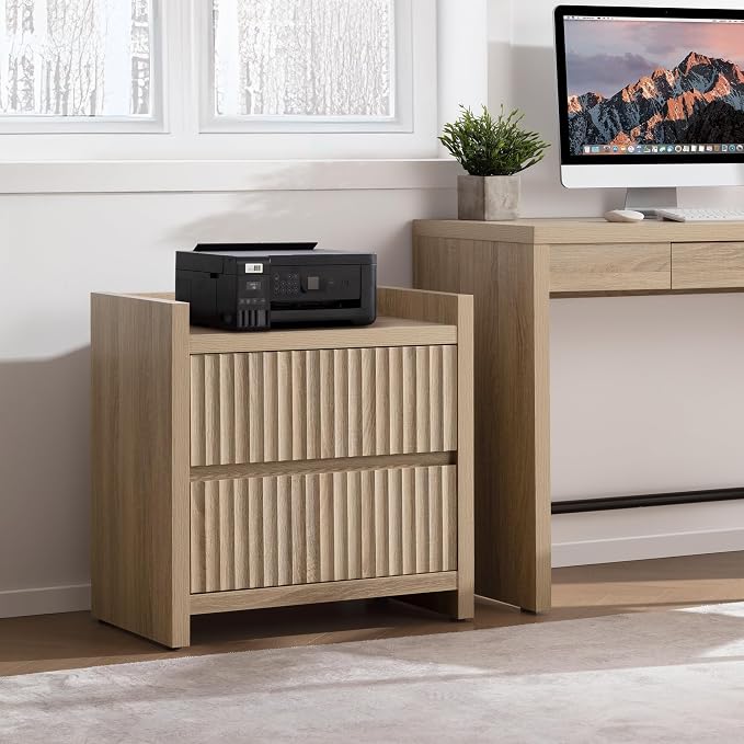 SICOTAS Night Stands Set of 2-Fluted Nightstands with Charging Station- Large Nightstand Bedside Table End Table with 2 Drawers, 25" Tall Mid Century Modern Night Stand for Bedroom, Sofa Side - Image 8