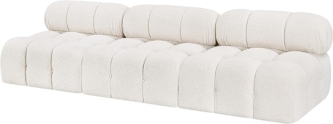 Meridian Furniture 611Cream-S102B Ames Collection Modern | Contemporary Modular Sofa with Rich Cream Boucle Fabric, Modular to Create Infinite Configurations, 102" W x 34" D x 28" H, Cream