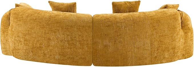 109-Inch Curved Boneless Sofa Couches Compressed 4-Seat Foam Couch for Living Room Bedroom, Boneless Modular Cloud Sofa Curved Floor Couch with 4 Pillows, No Assembly