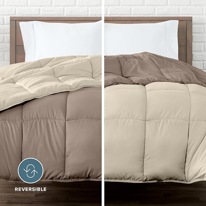 Bare Home Full Comforter - Reversible Colors - Goose Down Alternative - Ultra-Soft - Premium 1800 Series - All Season Warmth - Bedding Comforter (Full, Taupe/Sand)