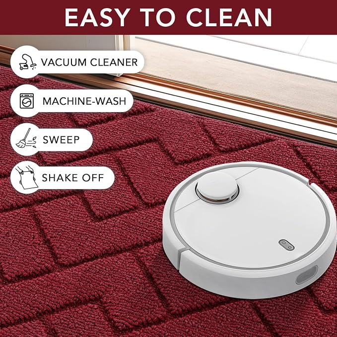 hicorfe Front Door Mat Outside Entrance,20"x31.5" Absorbent Muddy Dirt Resist Welcome Door Mats Outdoor Indoor,Stain and Fade Resistant,Non Slip Backing Entry Mat Doormat for Entryway(Red) - Image 6