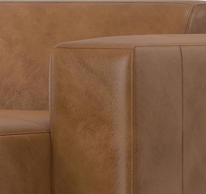 SIMPLIHOME Rex Right Chaise Sofa Module in Full-Grain Genuine Leather, Caramel Brown, 44-inches W x 69.5-inches D, Handcrafted Modern-Style Right-Arm Chaise Lounge Chair for Living Room