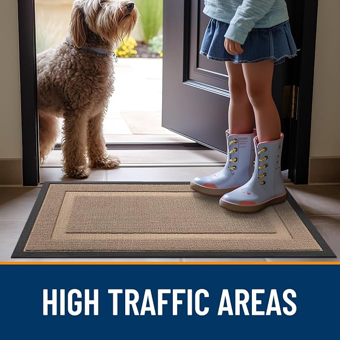 OLANLY Front Door Mat Indoor Outdoor Entrance, Waterproof All-Season, All-Weather Doormat, Sturdy Natural Rubber, Low Profile, Easy Clean Patio Porch Entryway Mat, 47x32, Mocha - Image 7