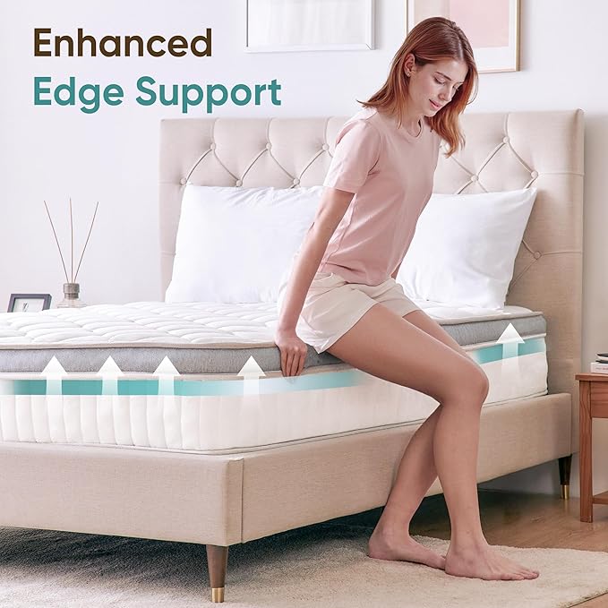 ETONEX 10 Inch Twin Mattress Cooling Gel Memory Foam and Pocket Spring Hybrid Mattress in a Box Medium Firm CertiPUR-US Certified Foam (Twin, 10in)