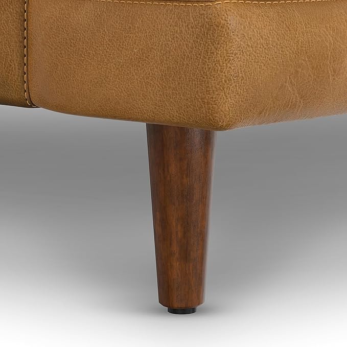 SIMPLIHOME Livingston Sofa - 76 inch Wide Top Grain Genuine Leather Sofa in Sienna, Mid-Century Modern Loveseat for Living Room with Removable Feather-Wrapped Cushions and Solid Wood Frame