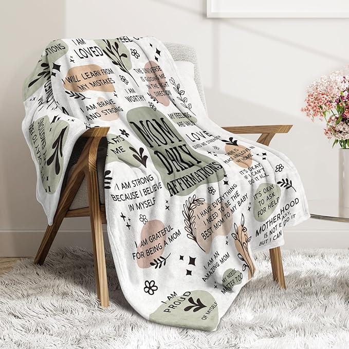 BaubleDazz First Mothers Day New Mom Gifts Blanket, Mama Daily Affirmations, Postpartum Pregnancy Gift for First Time Moms, Mommy to Be, Mama, New Mom Essentials, Birthday Gifts for Moms(80" x 60")