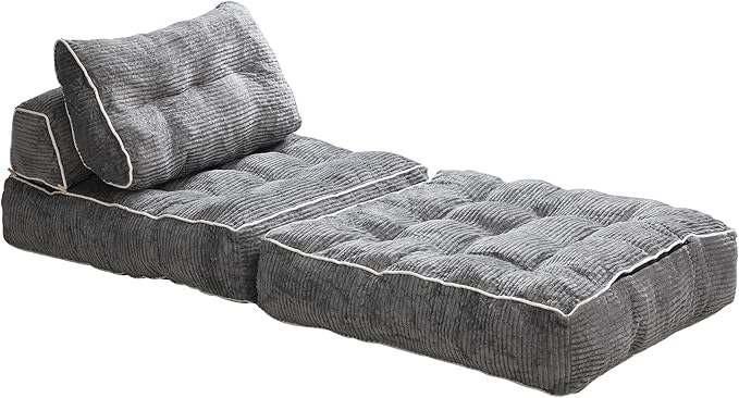Ball & Cast Folding Sofa Bed,Convertible Sleeper Chair with Pillow & Back Support,Foldable Mattress with Back Support,Portable Futon Sofa Bed for Living Room Bedroom,Dark Grey