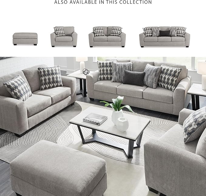 Signature Design by Ashley Avenal Park Casual Loveseat with 2 Toss Pillows, Light Gray