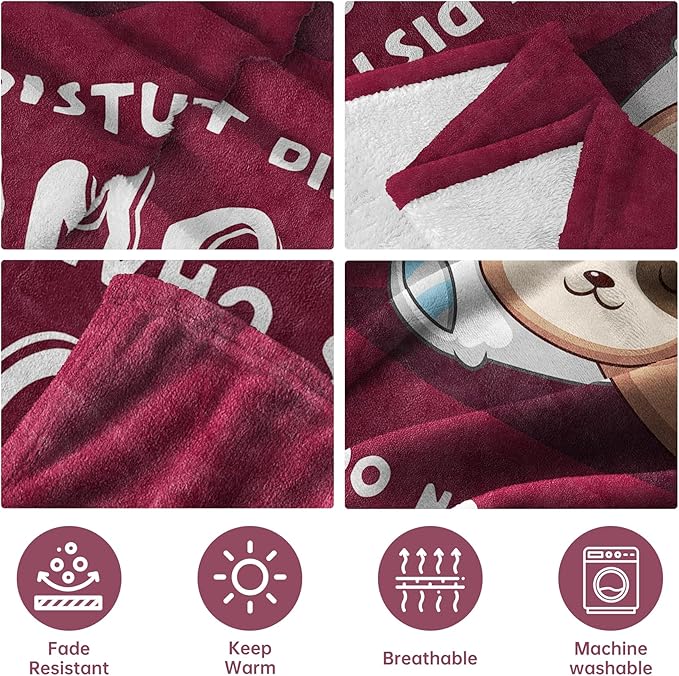 Funny Gifts for Mom Mothers Day, Mom is Charging Sloth Blanket, Birthday Gifts for Moms from Daguther Son, Moms Gift for Mothers Day, Soft Sloth Throws Blanket for Mother, Burgundy, 60" x 80"