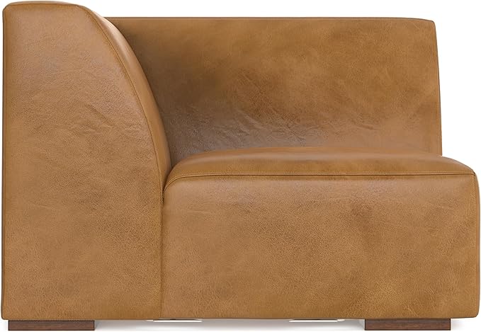 SIMPLIHOME Rex Corner Sofa Module in Full-Grain Genuine Leather, Sienna, 38-inches Wide, Handcrafted Modern-Style Corner Accent Chair for Living Room and Family Room