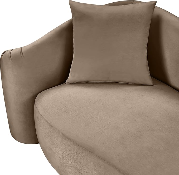 Meridian Furniture 44052Taupe-S Destin Collection Modern | Contemporary Sofa with Ultra Luxe Taupe 460 GSM Velvet, Rich Curves, 91" W x 34.5" D x 31" H, Taupe