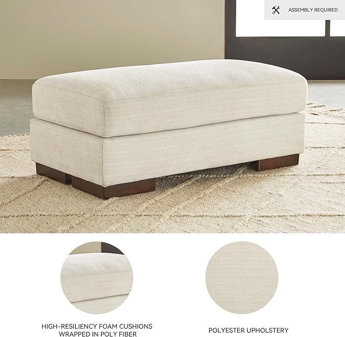 Signature Design by Ashley Maggie Contemporary Accent Ottoman, Off White