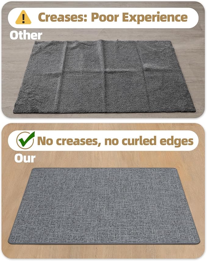 Color&Geometry Ultra Thin Indoor Door Mat (Rolled-up NO Creases) 36"x56", Non Slip Rubber Backed Dirt Trapper Door Mat Indoor Entrance, Low Profile Entryway Mat, Easy Clean, Dark Grey Linen - Image 5