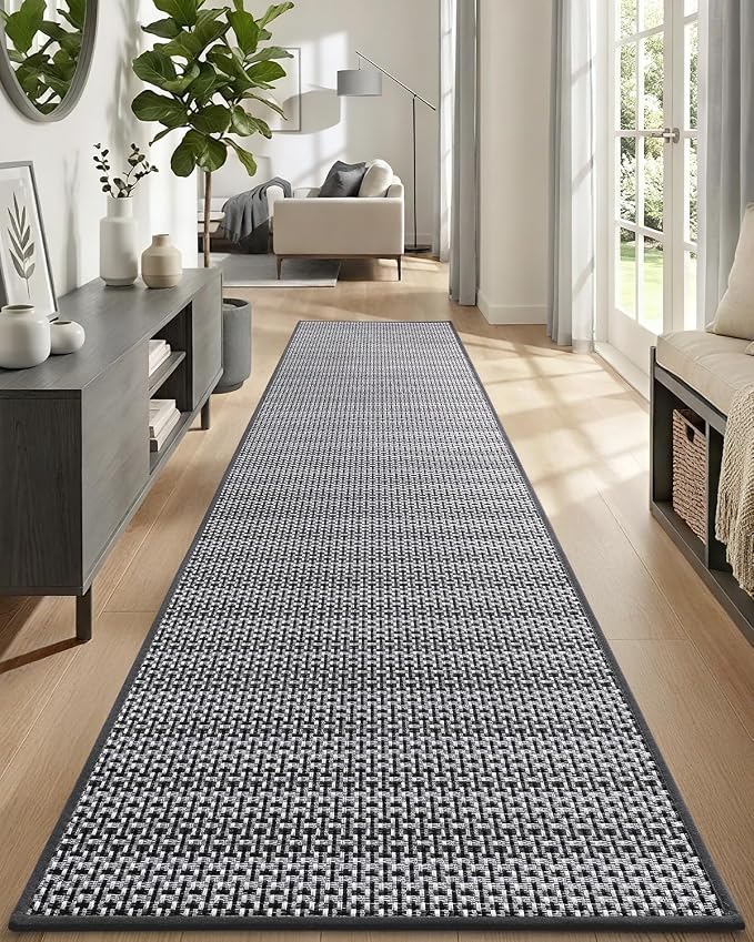 DEXI Hallway Runner Rug 2'x6', Non Slip Rubber Backed Runners Carpet, Ultra Thin Entryway Rugs Indoor for Kitchen Hallway Entrance Bedroom, Grey and White - Image 6