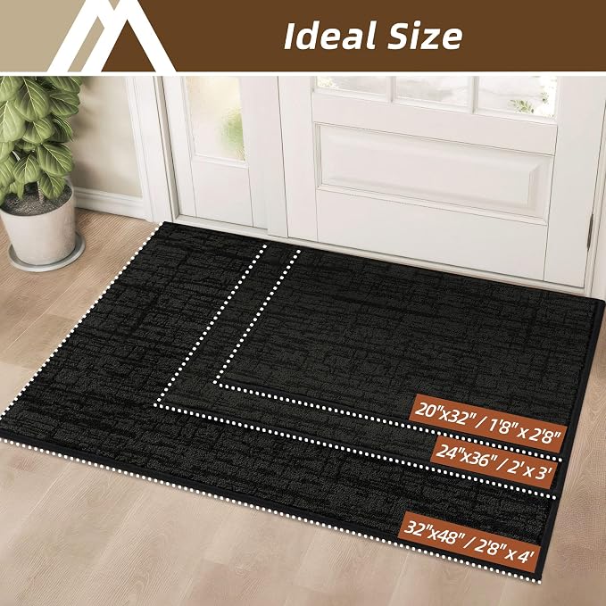 COSY HOMEER Dirt Trapper Door Mat 32"x48",Non-Slip Entryway Rugs,Washable Welcome Mat,Absorbent Entrance Mats,Low Pile Dog Door Mats for Front Back Doomats and Wet Shoes,Black - Image 7