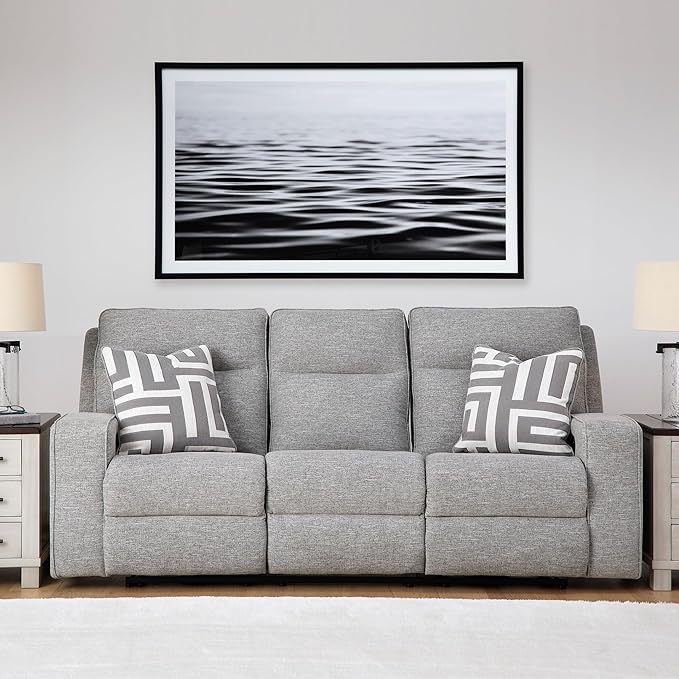 Signature Design by Ashley Biscoe Power Reclining Sofa, Easy View Headrest & Zero-Gravity Recline, Next-Gen Nuvella Polyester, Extended Ottoman, 88" Living Room Seating