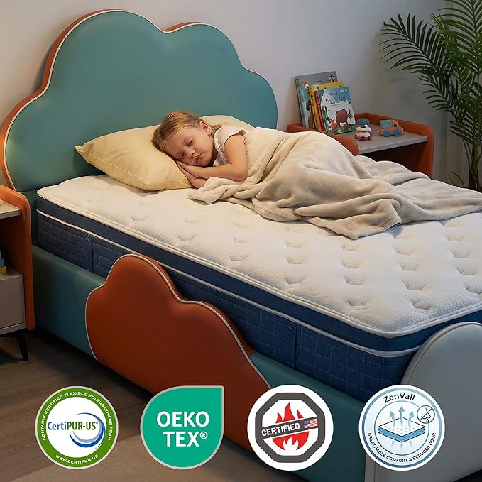 inight 14 Inch Twin Size Hybrid Mattress, Medium Firm Spine Alignment with Nebulign Foam & Silent Pocket Coils, Motion Isolation, Fiberglass Free, CFR 1633 Compliant